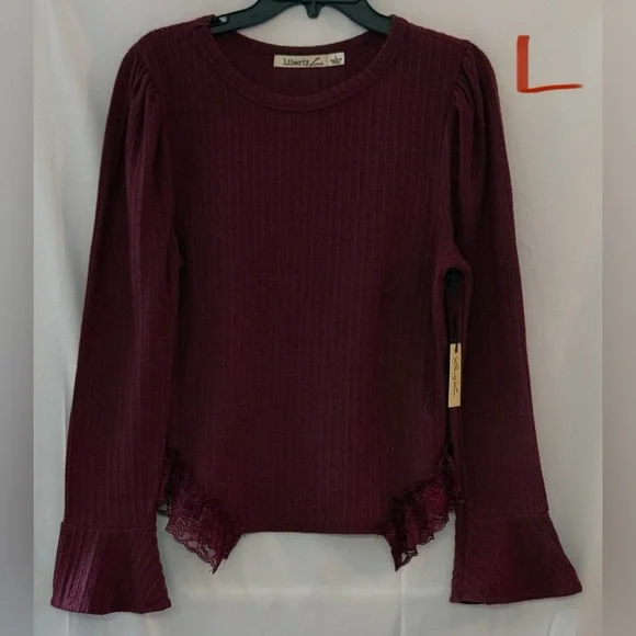Liberty Love Women's Deep Burgundy Long Sleeve Top