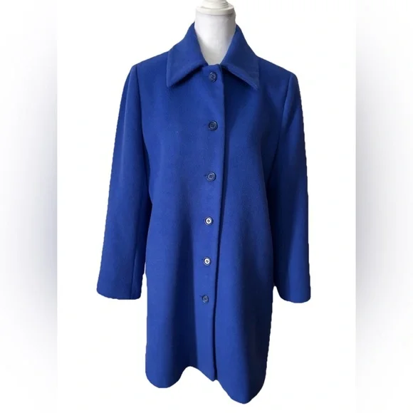 Classics By S. Rothschild Women's 100% Wool Pea Coat Royal Blue size 8 READ