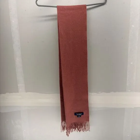 El Daws Unisex Cashmere Rectangle Fringe Scarf Salmon/Pink 60