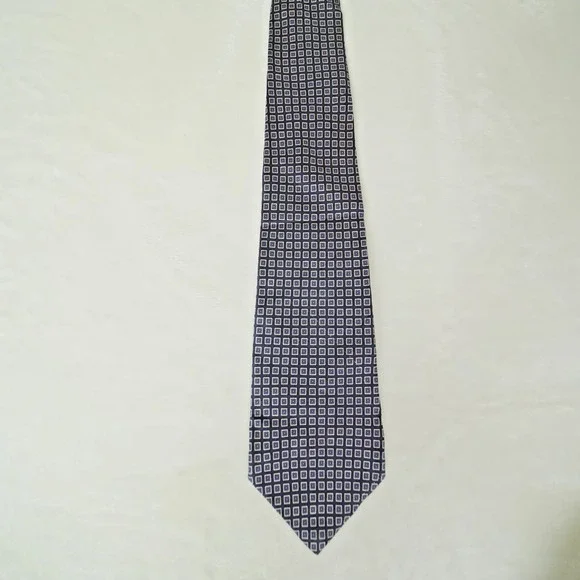 Lauren‎ Ralph Lauren Silk Tie Blue Geometric Pattern 34