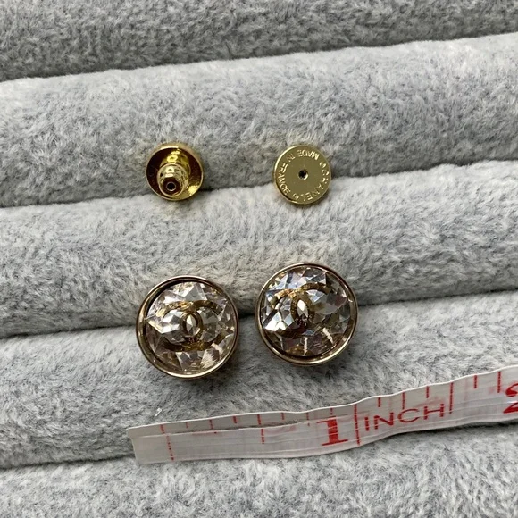 CHANEL Silver Crystal Earrings