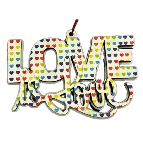 Love is Love ❤️💜💙 Laser engraved multi-layer ornament with heart pattern