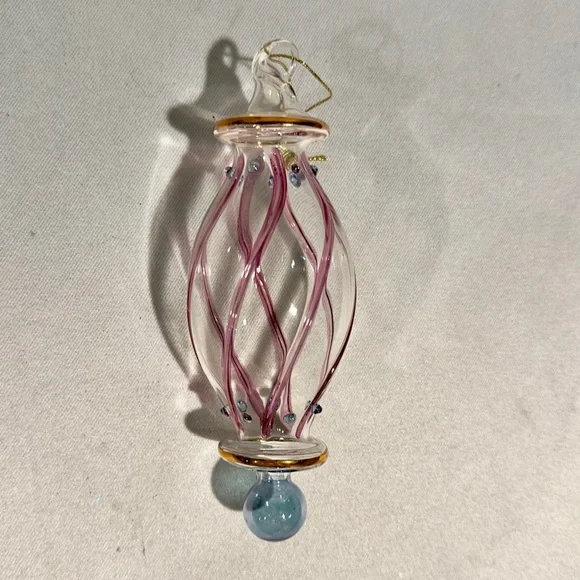 Vintage Moroccan Blown Glass Ornament 6”