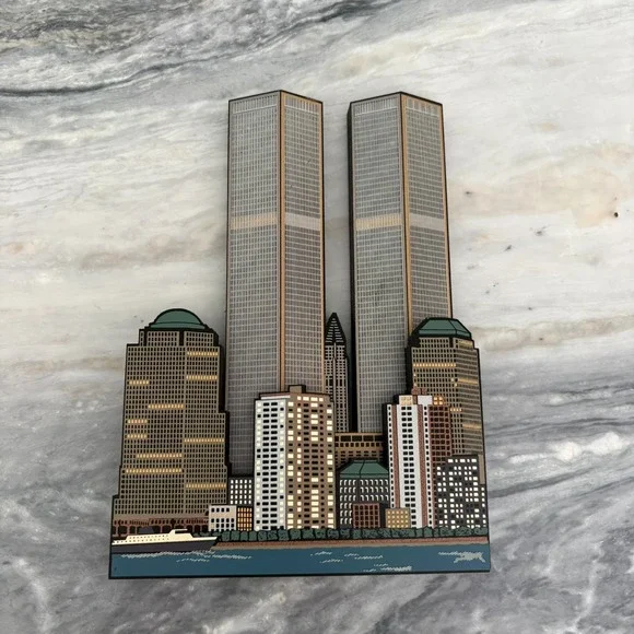 Shelia's Heart Of The City World Trade Center Twin Towers 3D Wood Shelf Sitter
