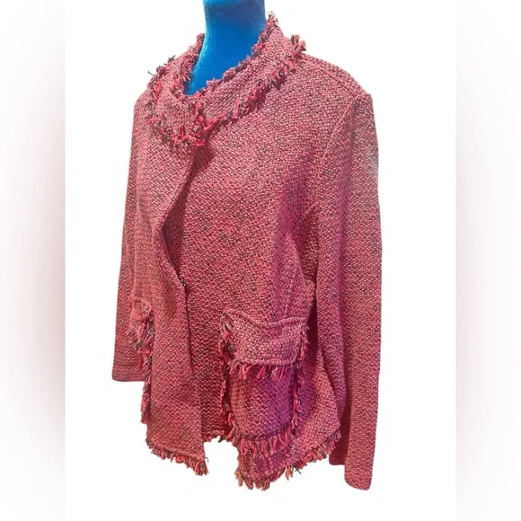 nic+Zoe feminine classy pink tweed blazer jacket