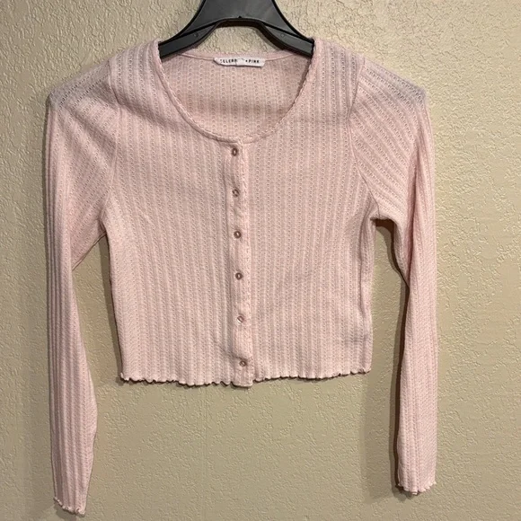 ***Celebrity pink long sleeve button-down top size small