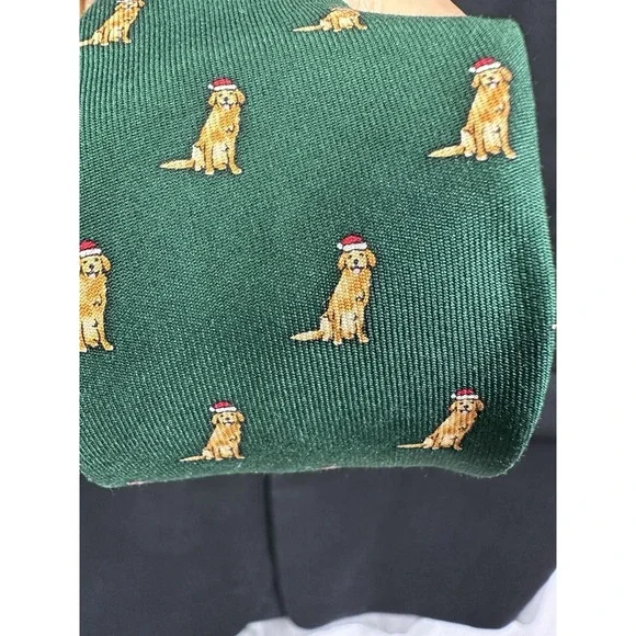 Vineyard vines necktie Boys Santa Paws dog Tie color‎ Charleston Green sz 49