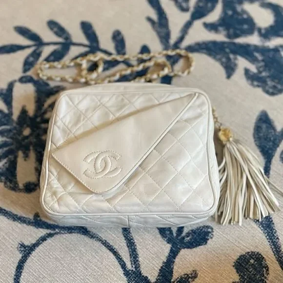 Chanel White Ivory Camera Bag Crossbody
