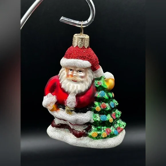 Vintage Small Blown Glass Santa Claus Christmas Ornament Impuls Poland 3