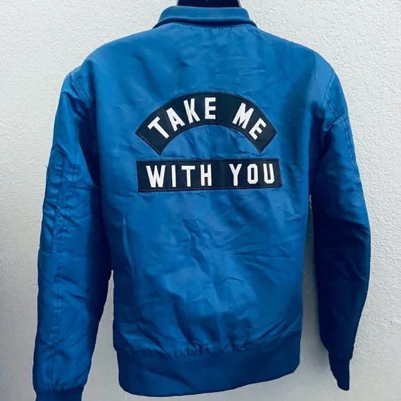 CHRLDR “Take me with you” Blue Bomber Jacket w/ Patches - XS