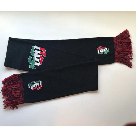 SF Giants Mexico Scarf‎ Black Red Green Embroidered Logo Knit Winter Fan