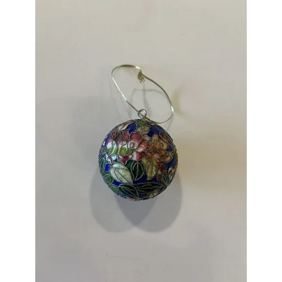 Vintage Cloisonné Christmas Tree Ornament Multicolored Enamel, 3-1/2
