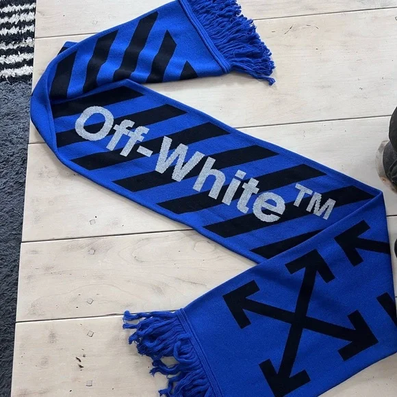 Off-White Bold Blue and Black Scarf AUTHENTIC