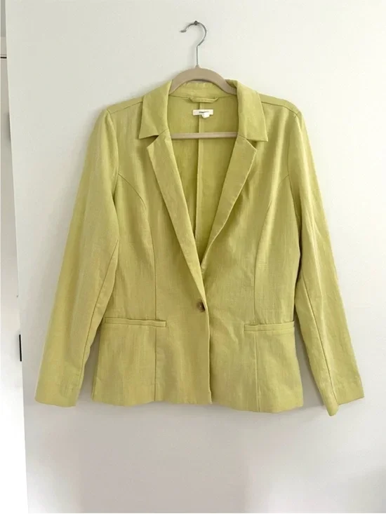 Maurices Chartreuse Linen-Like Spring Summer Women’s Blazer Colorful Career Work
