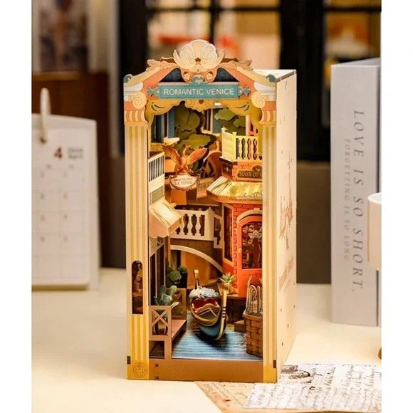 Rolife 3D Wooden Book Nook‎ & wonderland Kit DIY Miniature Venice LED Bookshelf