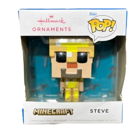 Hallmark Funko Pop Minecraft Steve Christmas Ornament 2022‎ Gold Armor Boxed