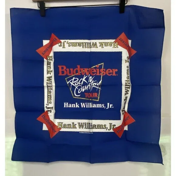 Hank Williams Jr Budweiser Concert Tour Bandana Handkerchief Country 1992