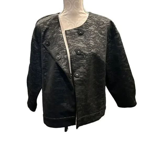Marla Wynne Textured Jacquard Women’s Kimono Jacket size XL Black Collarless