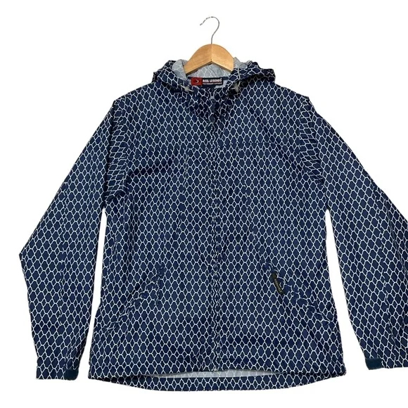 REEL LEGENDS sz Medium Rain Jacket Performance Clothing Packable Blue White