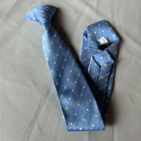 Boys Clip On Tie Lite Blue Pattern by George