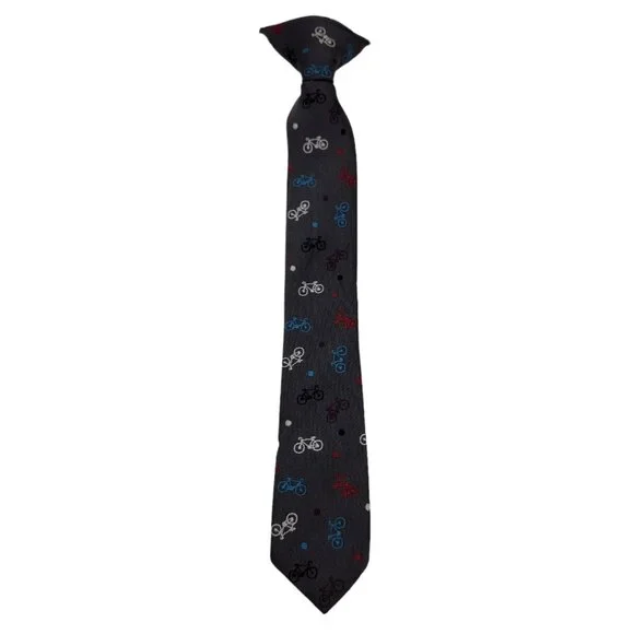 Boys Clip‎ On Neck Tie Bicycles Blue Unique 11