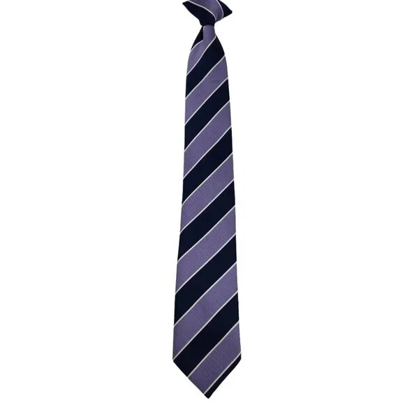 Boys Clip On Neck Tie Blue‎ Striped 17