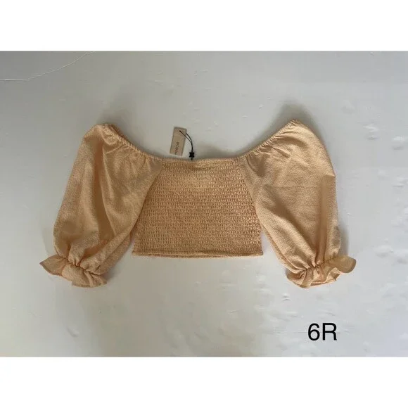 BCBGENERATION Smocked Crop Top In‎ Peach NWT Size Medium