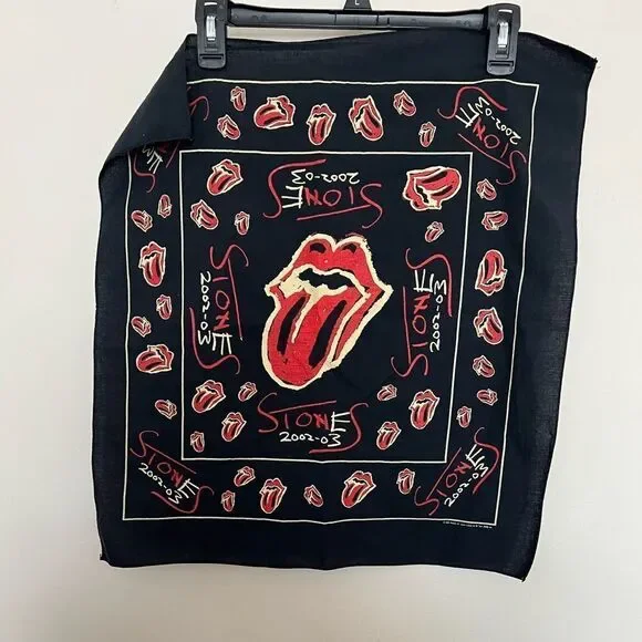 Vintage The Rolling Stones Black and Red Scarf