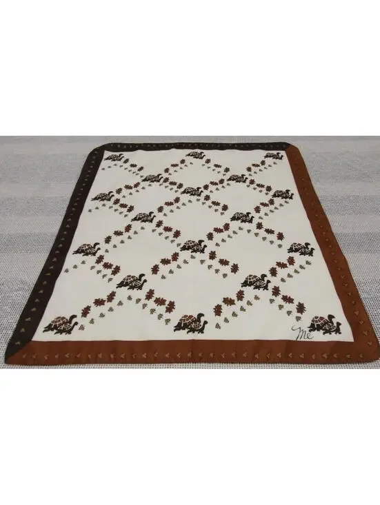 1970s Turtles Scarf Brown Turtle Me Scarf 1960s Mid Century Colors Acetate