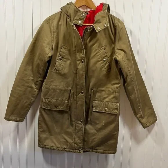 Top shop tan hooded full zip cargo coat