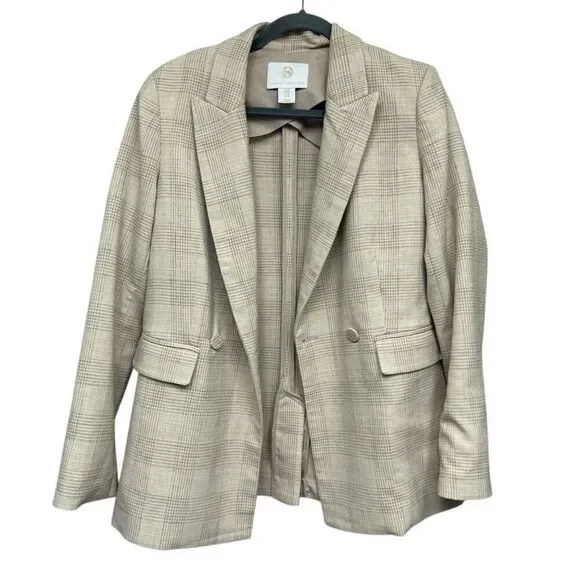 House of Harlow 1960 beige plaid blazer size medium