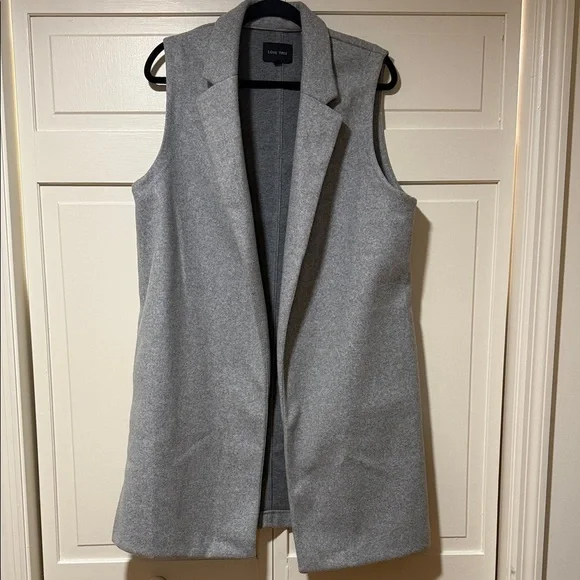 Love Tree Long Gray Open Sleeveless Blazer Vest with pockets polyester