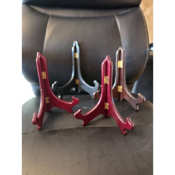 4 Wood Plate Stands. Display Easels 3 @ 8