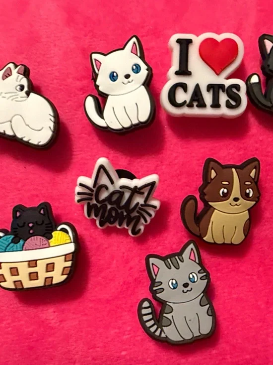 Cat Charm Shoe Accessories Set - Pink Cat Designs -12