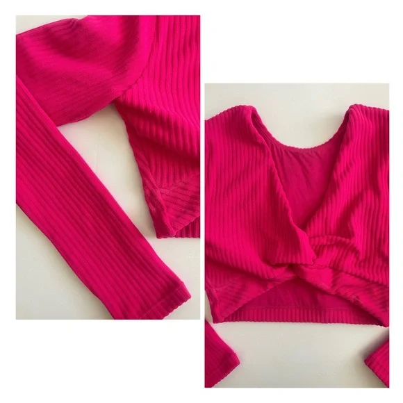 Andie Swin Ribbed Magenta Pink long Sleeve Top