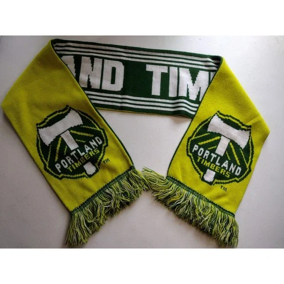 Adidas MLS Portland Timbers Reversible Knit Scarf With Fringe 8x56