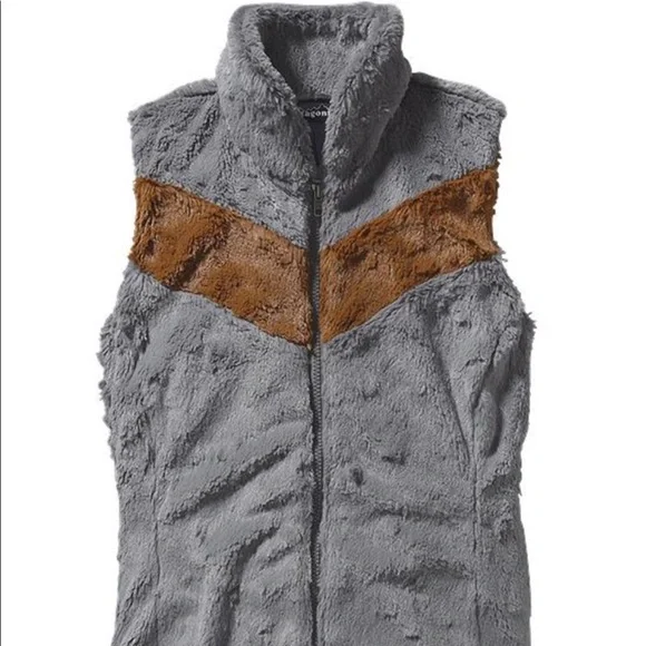 Patagonia gray & rust fuzzy pelage vest