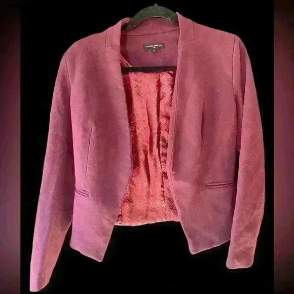 Mario Serrani Maroon Lined Open Front Structured Blazer. Size 4.