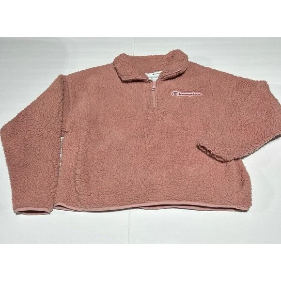Champion Women's Medium Rose Pink Sherpa Fleece Quarter-Zip Pullover