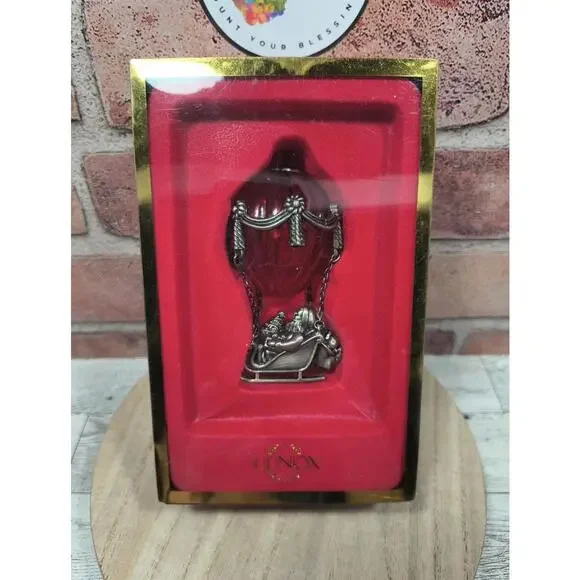 1990 Lenox Pewter Santa’s Expedition Christmas Tree Ornament Hot Air Balloon NIB