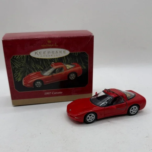 Vtg Hallmark Christmas Ornament 1997 Corvette Car Red Collectible Decor Presents
