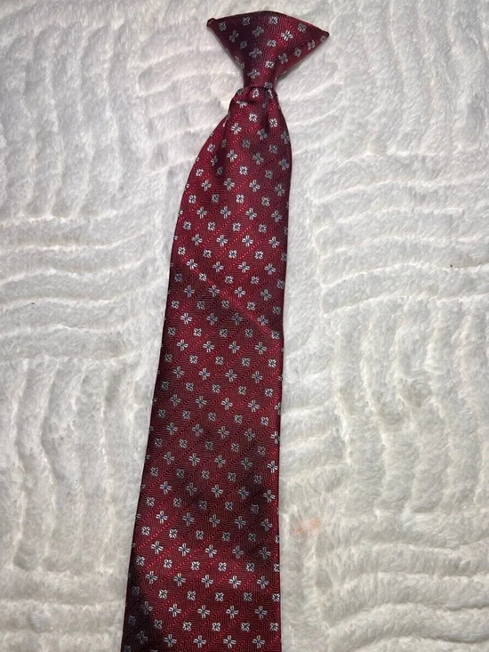 Men's Burgundy Patterned Silk Tie