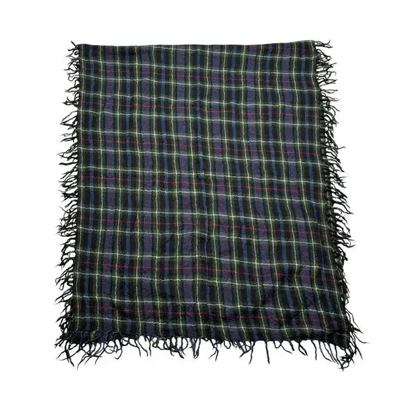 Denim & Supply Ralph Lauren Wool Scarf Plaid Check Fringe Quiet Luxury
