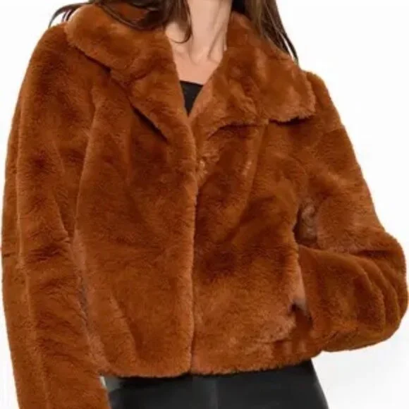 Blank NYC Silent Faux Fur Coat NWOT Nutmeg Size XS