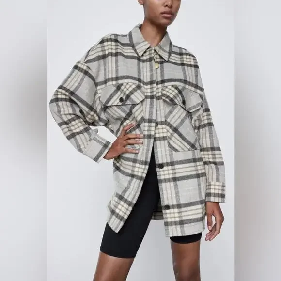 Zara Plaid Shirt Jacket Size XL