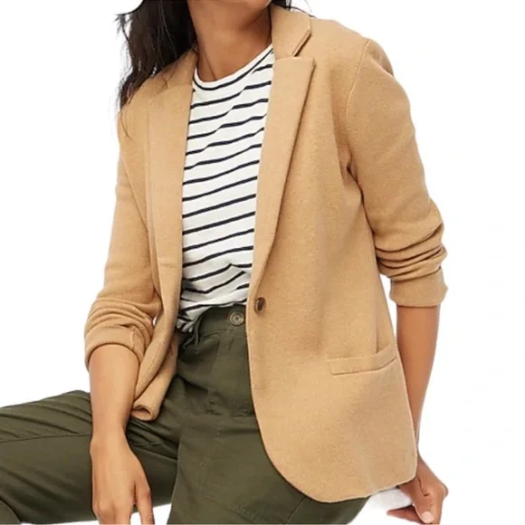 J. Crew Factory Schoolboy Sweater Blazer Size Large Heather Acorn 100% Cotton