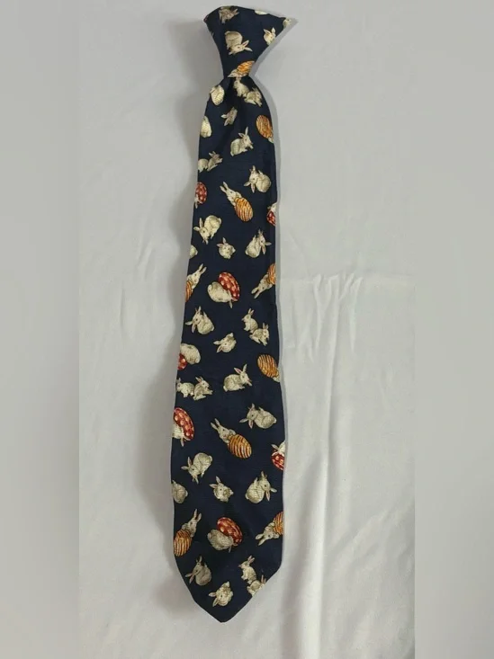 Vintage 100% Silk Easter Clip-On Tie
