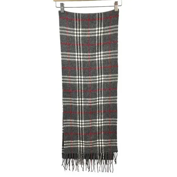 Valentini 100% Wool Grey Tartan Plaid Scarf OS