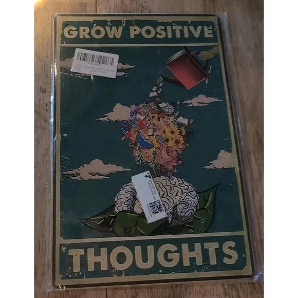 Grow Positive Thoughts-Steel Decor Sign 12x8 See Pics Slight Dents‎