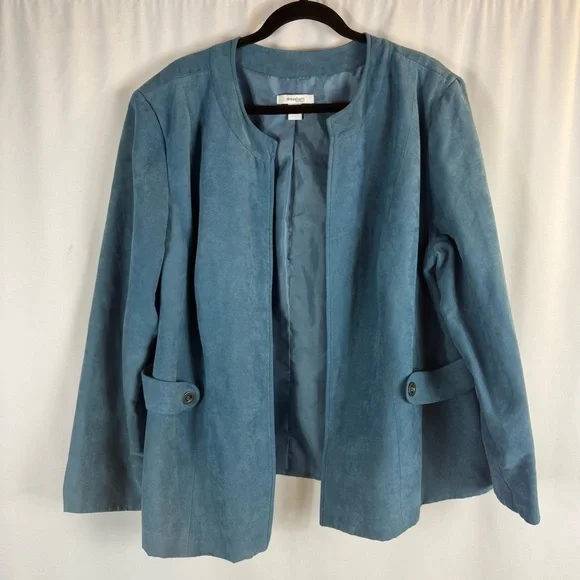 Dress Barn Women's 20 W dressy blazer jacket turquoise faux suede